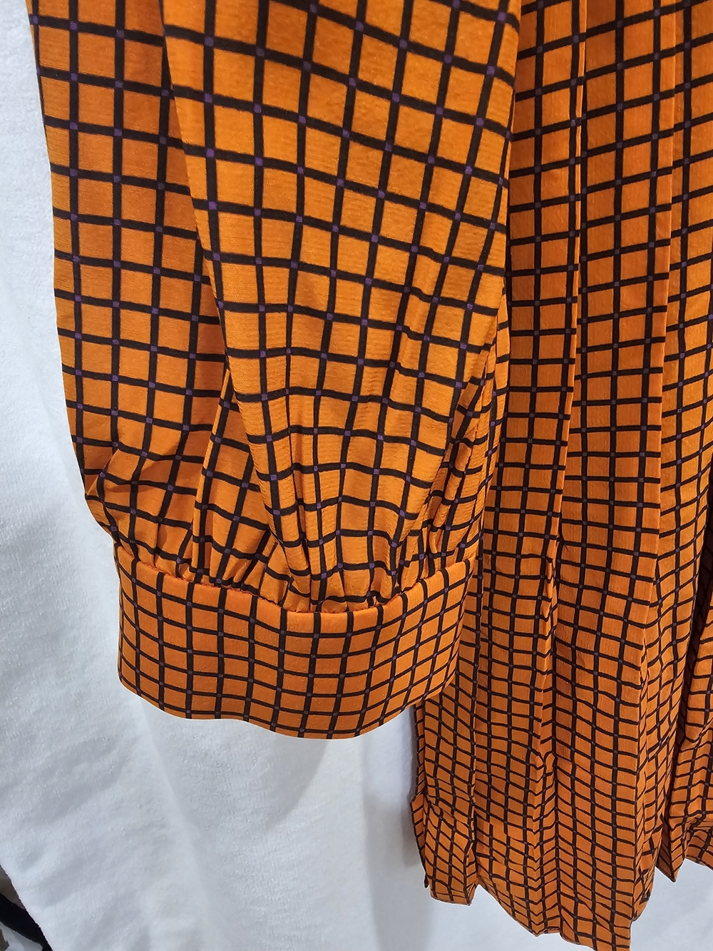 kate spade Orange and Black Checked Long-Sleeve Shirt Dress $110 obo - Picture 3 of 16